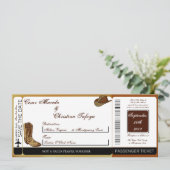 Westerne laarzen/pet instapkaart bruiloft uitnodig kaart (Staand voorkant)