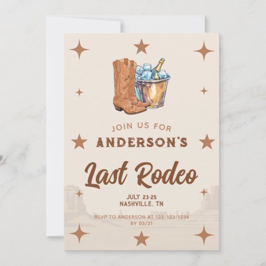 Westerne laatste Rodeo Bachelorette Party Uitnodig Kaart (Voorkant)