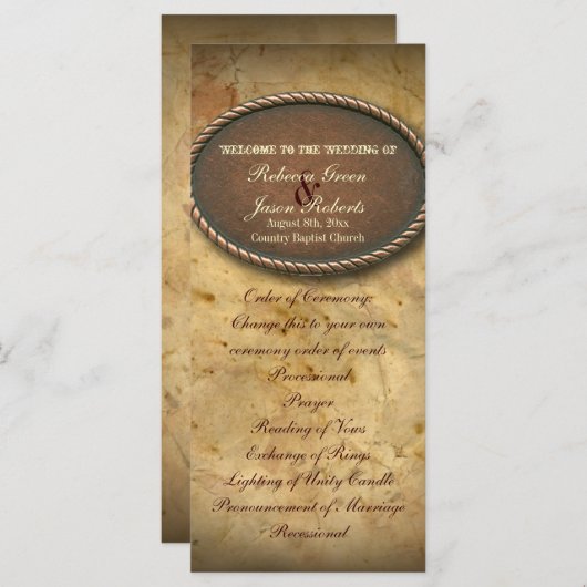  westerne land huwelijksprogramma's programmakaart (Voorkant / Achterkant)