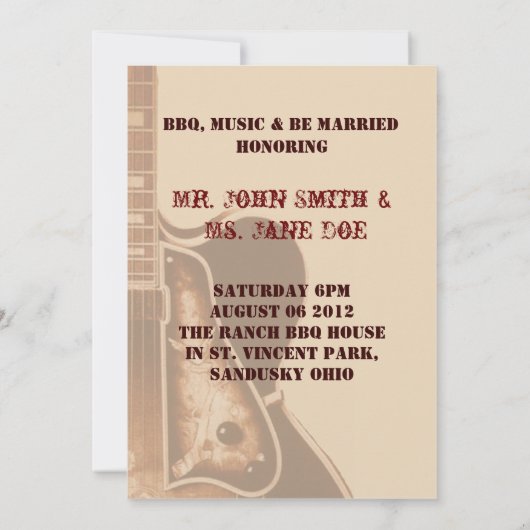 Westerne landelijke repetitie dineruitnodiging kaart (Achterkant)