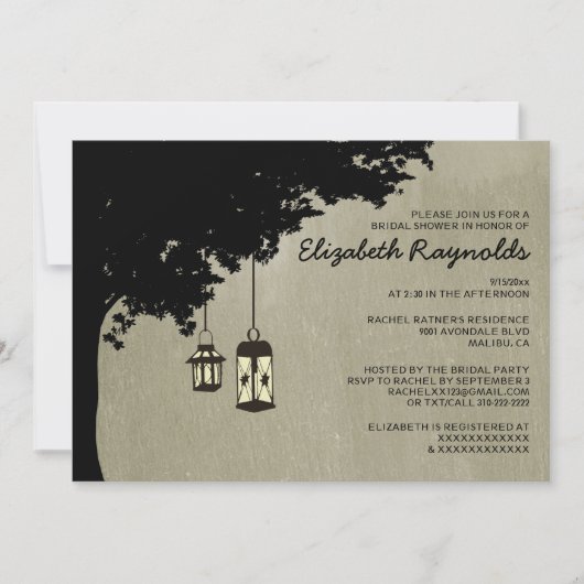 Westerne Lantaarns Bridal Shower Invitations Kaart (Voorkant)
