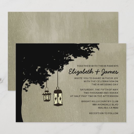 Westerne Lantaarns Wedding Invitations Kaart (Voorkant / Achterkant)