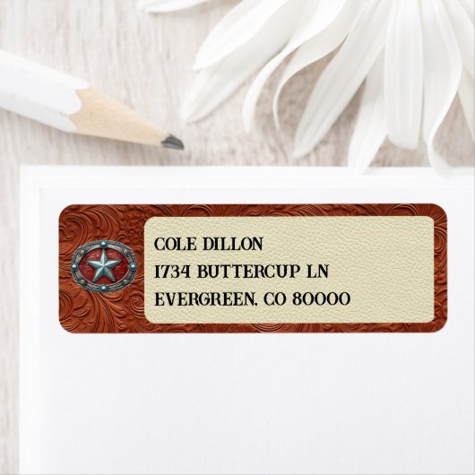 Westerne Leather Afstuderen Envelope Retourlabels Etiket (Insitu)