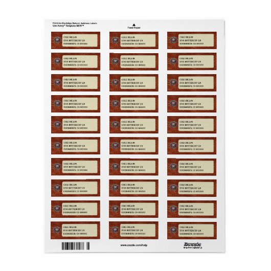 Westerne Leather Afstuderen Envelope Retourlabels Etiket (Full Sheet)