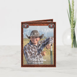 Westerne Leather Cowboy Foto Afstuderen Uitnodigin Bedankkaart