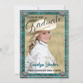 Westerne Lederen Cowgirl Foto Afstuderen Uitnodigi Bedankkaart (Voorkant)