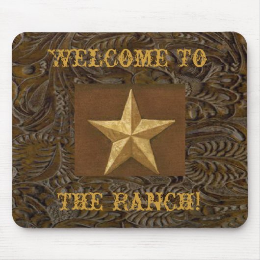 Westerne lederen machine printster Ranch Mousepad Muismat (Voorkant)