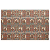 Westerne Lederen Print Bruin Turquoise met Steer Stof (Yard (91,4 cm))
