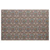Westerne Lederen Print Bruin Turquoise met Steer Stof (Yard (91,4 cm))