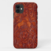 westerne lederstijl met mosterd iphone 5 hoesje (Achterkant)