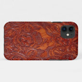 westerne lederstijl met mosterd iphone 5 hoesje (Achterkant (horizontaal))