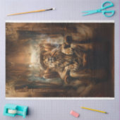 Westerne Leeuw in Koningsstoel Decoupage Tissuepapier (Craft)