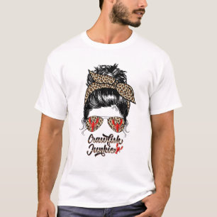 Westerne Leopard Mama Crawfish Junkie Texas Koe T-shirt