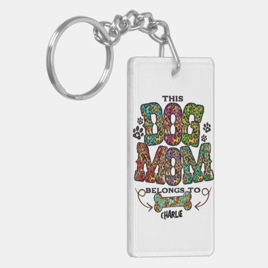 Westerne leopard Patch Pattern Dog Mam Bone Pet T- Sleutelhanger (Voorkant Links)