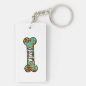 Westerne leopard Patch Pattern Dog Mam Bone Pet T- Sleutelhanger (achterkant)