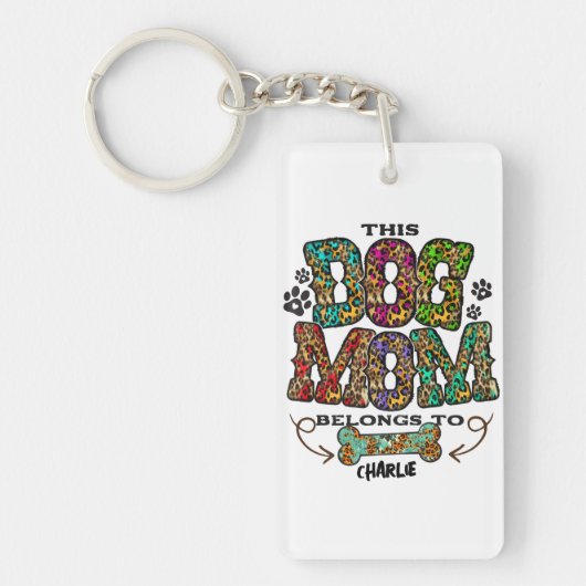 Westerne leopard Patch Pattern Dog Mam Bone Pet T- Sleutelhanger (Voorkant)