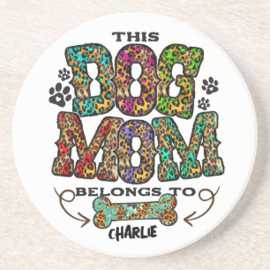 Westerne leopard Patch Pattern Dog Mam Bone Zandsteen Onderzetter