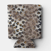 Westerne leopardafdruk Faux-lederen sublimatie Blikjeskoeler (Achterkant)