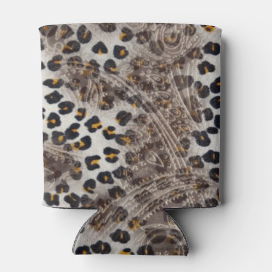 Westerne leopardafdruk Faux-lederen sublimatie Blikjeskoeler (Achterkant)