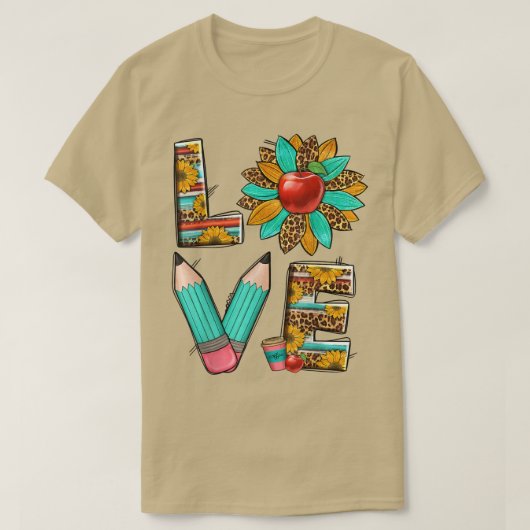 Westerne leraar Lopard Sunflower Love Lif T-shirt (Design voorkant)