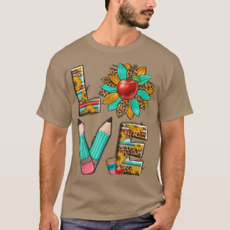 Westerne leraar Lopard Sunflower Love Lif T-shirt