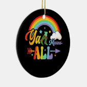 Westerne LGBTQ Y'all Regenboog Lesbische Gay Ally  Keramisch Ornament (Rechts)