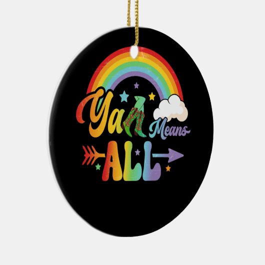 Westerne LGBTQ Y'all Regenboog Lesbische Gay Ally  Keramisch Ornament (Rechts)
