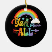 Westerne LGBTQ Y'all Regenboog Lesbische Gay Ally  Keramisch Ornament (Voorkant)