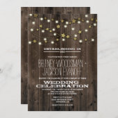 Westerne Lichten Sterren Schuur Hout Bruiloft Uitn Kaart (Voorkant / Achterkant)