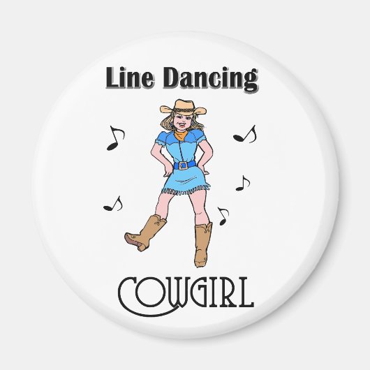 Westerne 'Line Dansende Cowgirl' Magneet (Voorkant)