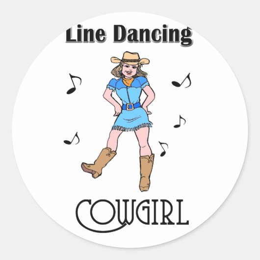 Westerne 'Line Dansende Cowgirl' Ronde Sticker (Voorkant)
