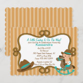 Westerne Little Green Cowboy Baby shower Uitnodigi Kaart (Voorkant / Achterkant)