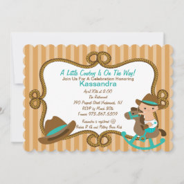 Westerne Little Green Cowboy Baby shower Uitnodigi Kaart