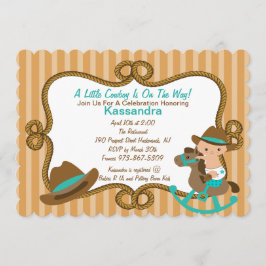 Westerne Little Green Cowboy Baby shower Uitnodigi Kaart