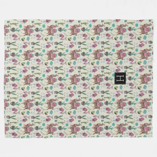 Westerne Llamas en Cactus | Grote dekens (Voorkant (Horizontaal))