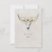 Westerne longhorn schedel maaltijd keuzes bruiloft RSVP kaartje (Voorkant)