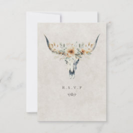 Westerne longhorn schedel maaltijd keuzes bruiloft RSVP kaartje