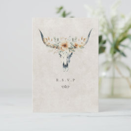 Westerne longhorn schedel maaltijd keuzes bruiloft RSVP kaartje