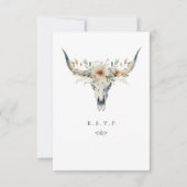 Westerne longhorn schedel maaltijd keuzes bruiloft RSVP kaartje (Voorkant)