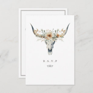 Westerne longhorn schedel maaltijd keuzes bruiloft RSVP kaartje