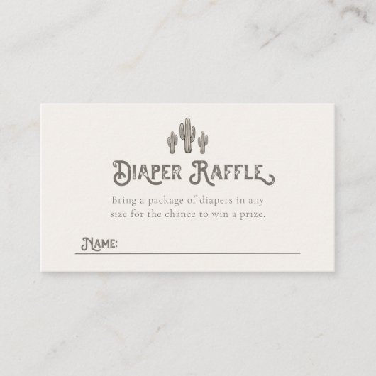 Westerne luier Raffle Kaarten (Voorkant)