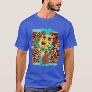 Westerne luipaard Zonnebloem Christelijke kruis T-shirt