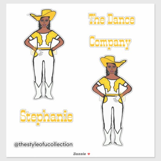 Westerne Majorette / Danser Stickers Geel Wit (Vel)