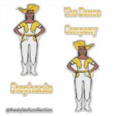 Westerne Majorette / Danser Stickers Geel Wit (Voorkant)