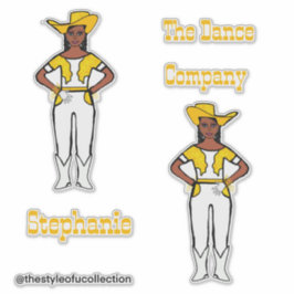 Westerne Majorette / Danser Stickers Geel Wit