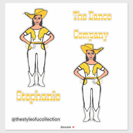 Westerne Majorette / Danser Stickers Geel Wit B (Vel)