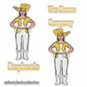 Westerne Majorette / Danser Stickers Geel Wit B (Voorkant)