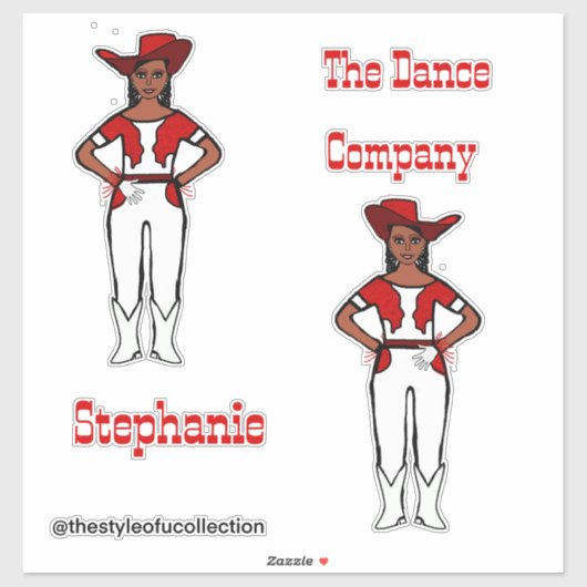 Westerne Majorette / Danser Stickers Rood Wit (Vel)