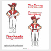 Westerne Majorette / Danser Stickers Rood Wit B (Vel)