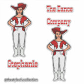 Westerne Majorette / Danser Stickers Rood Wit B (Voorkant)